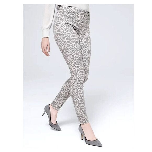 WHBM Jeans Size 8 High Rise Skinny Ankle Leopard Print - Picture 2 of 14